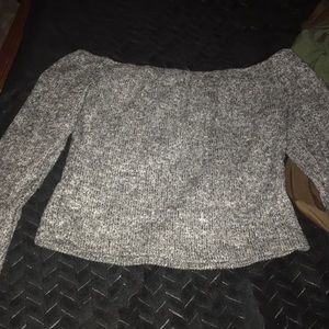 Off shoulder, flared sweater crop top